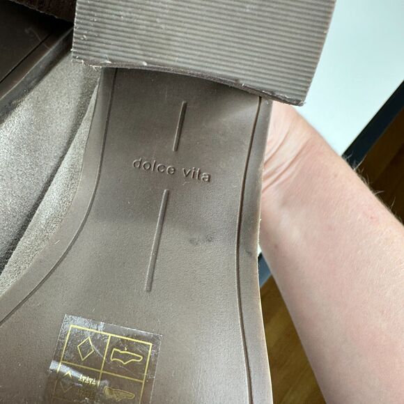 Dolce Vita Gray Selene Suede Almond toe Slide On Mule Bootie Block Heels 7.5 - Picture 11 of 15